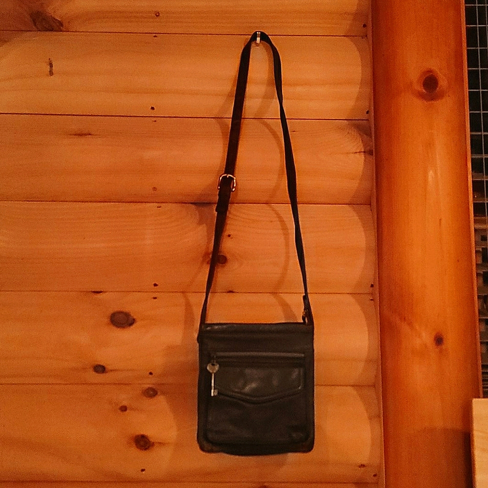 Fossil Leather Dark Brown Cross Body Bag